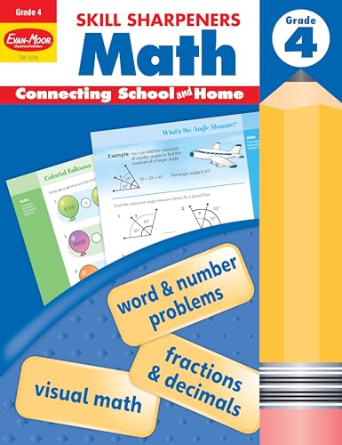 Stock image for Evan-Moor Skill Sharpeners Math Workbook, Grade 4, Multiplication, Division, Test Prep, Number Sequencing, Geometry, Measurements, Graphing, Fractions, Decimals, Logical Thinking, Algebra, Homeschool for sale by Books Unplugged