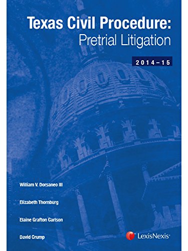 Beispielbild fr Texas Civil Procedure: Pre-Trial Litigation zum Verkauf von HPB-Red
