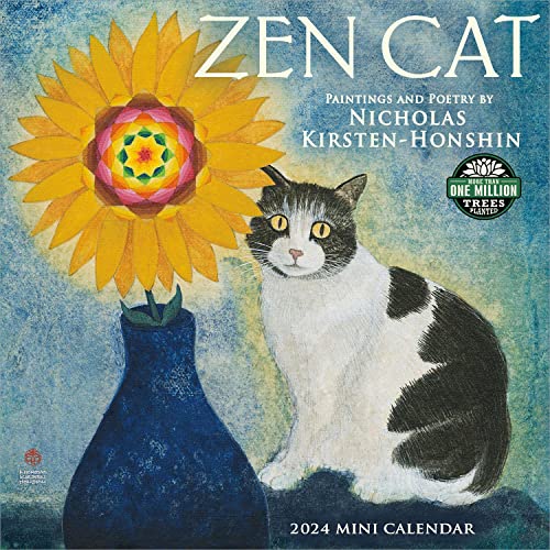Stock image for Zen Cat 2024 Mini Wall Calendar: Meditational Art by Nicholas Kirsten-Honshin | Compact 7" x 14" Open | Amber Lotus Publishing for sale by Book Deals