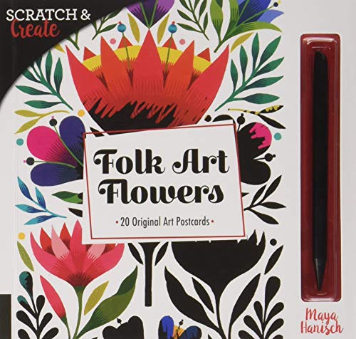 9781631595158: Scratch & Create Folk Art Flowers: 20 Original Art Postcards