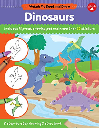 Stock image for Watch Me Read and Draw: Dinosaurs: A step-by-step drawing & story book - Includes flip-out drawing pad and more than 30 stickers for sale by SecondSale