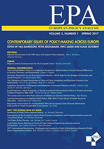 9781633916043: European Policy Analysis: Volume 3, Number 1, Spring 2017: Contemporary Issues of Policy-Making Across Europe