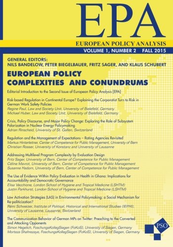 Beispielbild fr European Policy Complexities and Conundrums: Volume 1, Number 2 of European Policy Analysis zum Verkauf von medimops