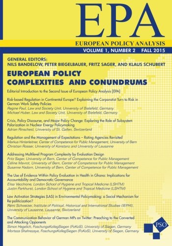 Imagen de archivo de European Policy Complexities and Conundrums: Volume 1, Number 2 of European Policy Analysis a la venta por medimops