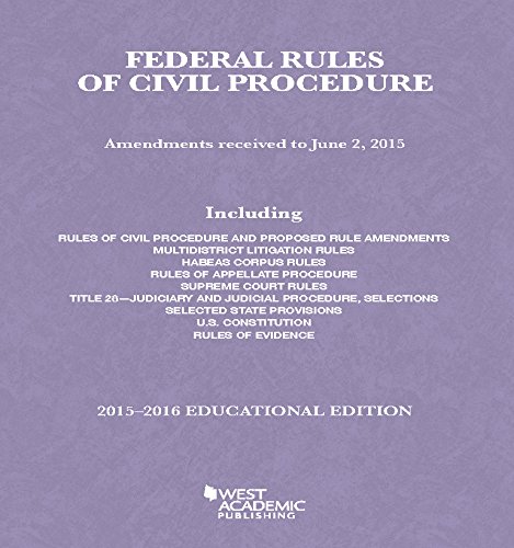Beispielbild fr Federal Rules of Civil Procedure, 2015-2016 Educational Edition (Selected Statutes) zum Verkauf von ThriftBooks-Atlanta