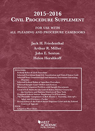 Beispielbild fr Civil Procedure Supplement, for Use with All Pleading and Procedure Casebooks zum Verkauf von Better World Books: West