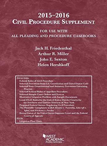 Stock image for Civil Procedure Supplement, for Use with All Pleading and Procedure Casebooks for sale by Better World Books: West