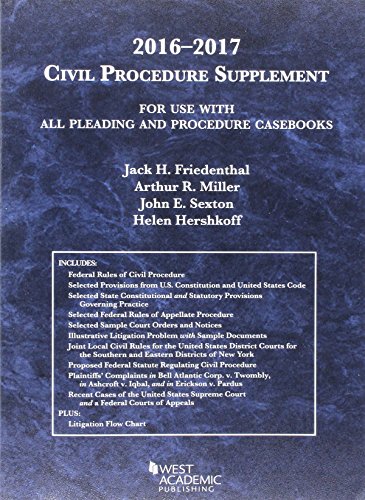 9781634607582: Civil Procedure Supplement, For Use with All Pleading and Procedure Casebooks (American Casebook Series) - 2016 - 2017 edition