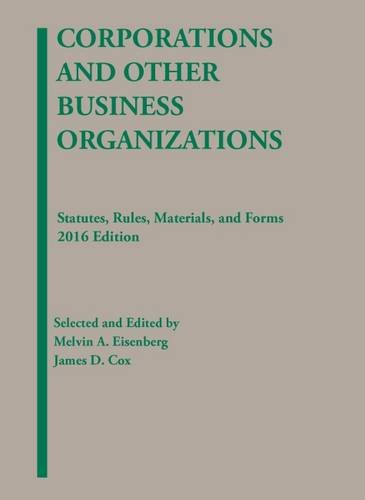 Beispielbild fr Corporations and Other Business Organizations: Statutes, Rules, Materials and Forms (Selected Statutes) zum Verkauf von BooksRun