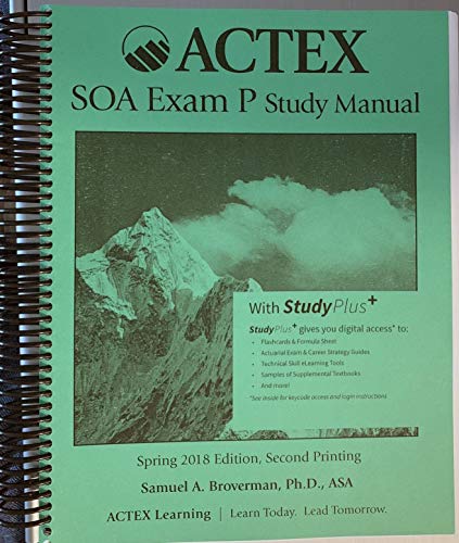 Beispielbild fr Actex Study Manual:SOA Exam P, CAS Exam 1 - Spring 2018, 2nd Printing zum Verkauf von HPB-Red