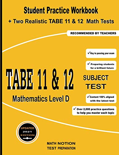 9781636200521: TABE 11&12 Subject Test Mathematics Level D: Student Practice Workbook + Two Realistic TABE 11&12 Math Tests