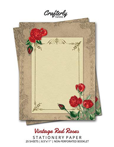 9781636571300: Vintage Red Roses Stationery Paper: Antique Letter Writing Paper for Home, Office, 25 Sheets (Border Paper Design)
