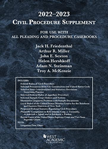 Beispielbild fr Civil Procedure Supplement, for Use with All Pleading and Procedure Casebooks, 2022-2023 (American Casebook Series) zum Verkauf von Irish Booksellers