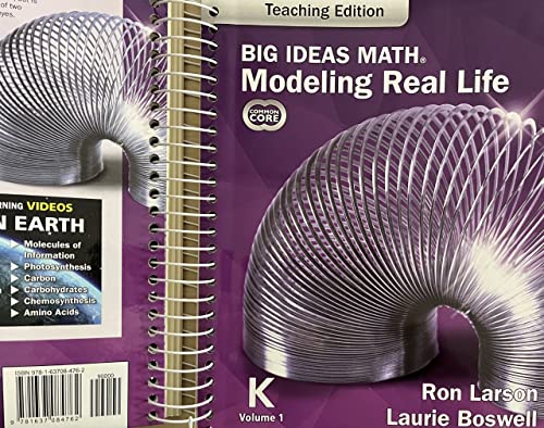 Stock image for Big Ideas Math, Modeling Real Life, Grade K Volume 1, Teaching Edition, Common Core Edition, c. 2022, 9781637084762, 1637084765 for sale by Walker Bookstore (Mark My Words LLC)