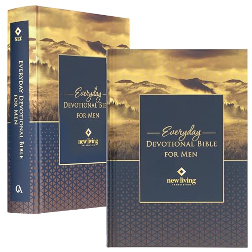 Stock image for NLT Holy Bible Everyday Devotional Bible for Men New Living Translation, Navy/Gold Mountain, Flexible Daily Bible Reading Plan Options for sale by Lakeside Books