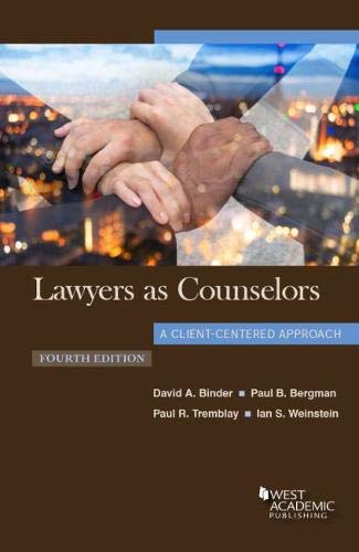 Stock image for Lawyers as Counselors, A Client-Centered Approach (Coursebook) for sale by HPB-Red