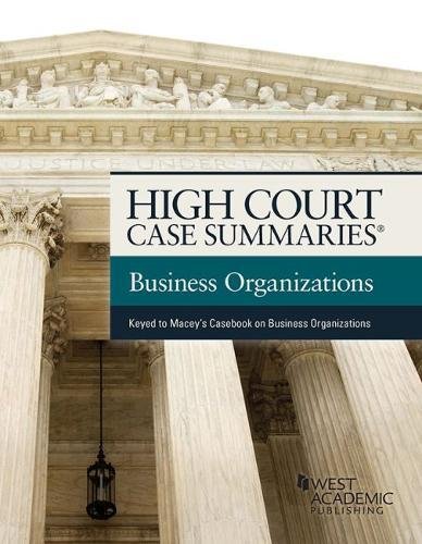 Stock image for High Court Case Summaries on Business Organizations for sale by PBShop.store US