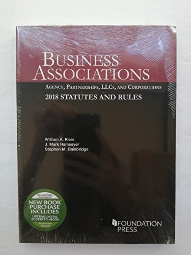 Beispielbild fr Business Associations: Agency, Partnerships, LLCs, and Corporations, 2018 Statutes and Rules (Selected Statutes) zum Verkauf von SecondSale