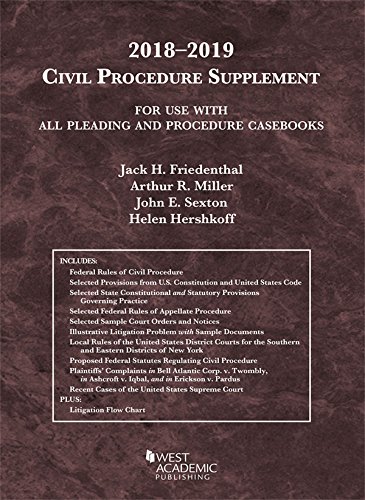 Stock image for Civil Procedure Supplement, for Use with All Pleading and Procedure Casebooks, 2018-2019 (American Casebook Series) for sale by HPB-Red