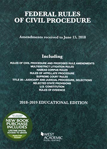 Beispielbild fr Federal Rules of Civil Procedure, Educational Edition, 2018-2019 zum Verkauf von Better World Books