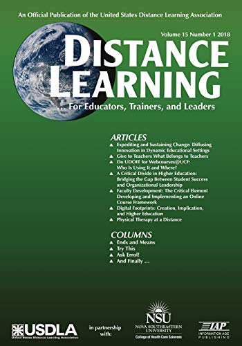 Stock image for Distance Learning Volume 15 Issue 1, 2018 Volume 15 1 Distance Learning Journal for sale by PBShop.store US