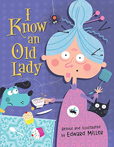Stock image for I Know an Old Lady (Happy Fox Books) Picture Book for Kids Ages 4-6, with a Modern Twist on "There Was an Old Lady Who Swallowed a Fly"; Memorable Lyrics, Absurd Illustrations, & Fun Die-Cut Elements for sale by SecondSale