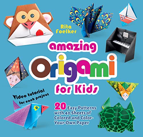 Stock image for Amazing Origami for Kids: 20 Easy Patterns with 40 Sheets of Colored and Color-Your-Own Paper (Happy Fox Books) Fun, Creative Paper-Crafting Kit for Kids Age 6-9, with Easy-Fold Lines and Video Access for sale by BooksRun