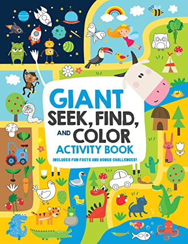 Beispielbild fr Giant Seek, Find and Color Activity Book: Includes Fun Facts and Bonus Challenges! (Happy Fox Books) Seek-and-Find Puzzles, Coloring Pages, Fun Facts, Prompts, and More for Kids 5-8 zum Verkauf von WorldofBooks