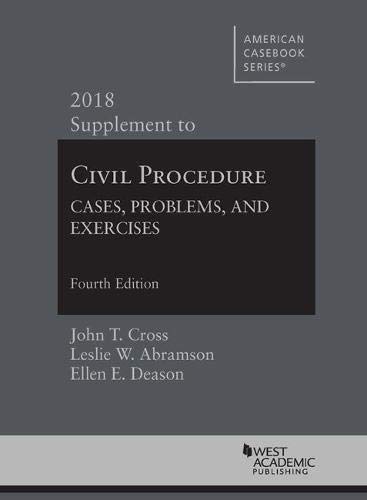 Beispielbild fr Civil Procedure : Cases, Problems and Exercises, 2018 Supplement zum Verkauf von Better World Books