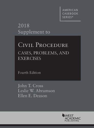 Imagen de archivo de Civil Procedure : Cases, Problems and Exercises, 2018 Supplement a la venta por Better World Books