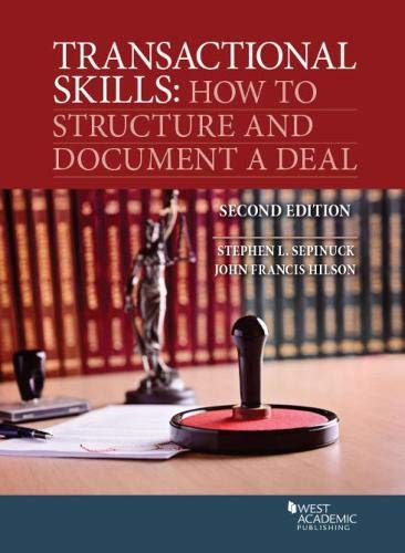Beispielbild fr Transactional Skills: How to Structure and Document a Deal (Coursebook) zum Verkauf von GF Books, Inc.