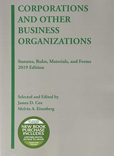 Stock image for Corporations and Other Business Organizations, Statutes, Rules, Materials and Forms, 2019 (Selected Statutes) for sale by HPB-Red