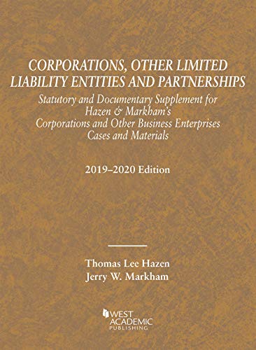 Stock image for Corporations, Other Limited Liability Entities, Statutory and Documentary Supplement, 2019-2020 (Selected Statutes) for sale by SecondSale