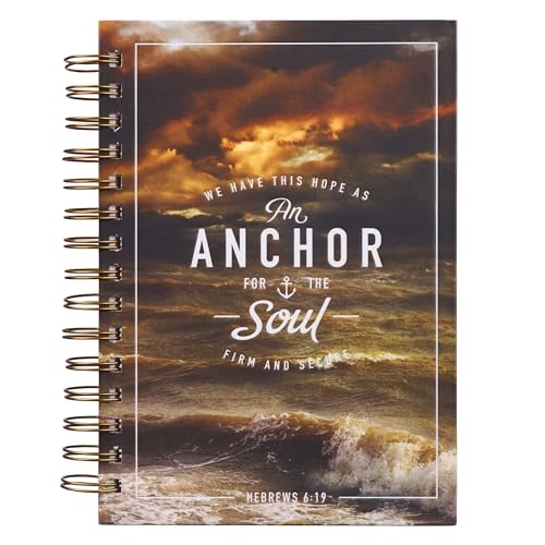 

Christian Art Gifts Journal w/Scripture Anchor For the Soul Hebrews 6:19 Bible Verse 192 Ruled Pages, Large Hardcover Notebook, Wire Bound