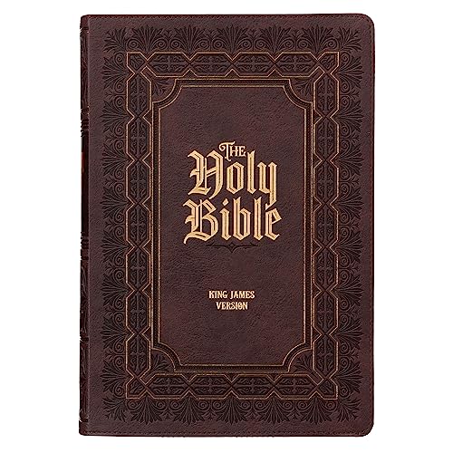 Beispielbild fr KJV Study Bible, Large Print King James Version Holy Bible, Thumb Tabs, Ribbons, Faux Leather Dark Brown Debossed [Imitation Leather] Christian Art Publishers zum Verkauf von Lakeside Books