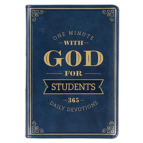 9781642728446: One Minute with God for Students Devotional, Navy Faux Leather Flexcover
