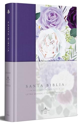 Stock image for Biblia Reina Valera 1960 letra grande. Tapa Dura, Tela morada con flores, tamao manual / Spanish Bible RVR 1960. Handy Size, with purple flowered cloth spin for sale by Lakeside Books