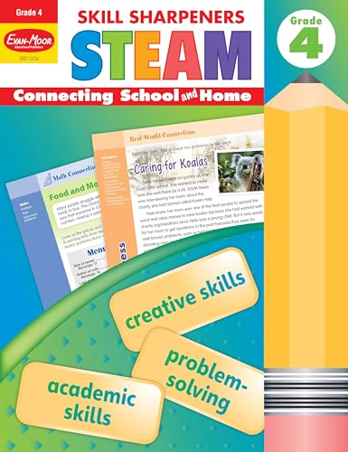 Stock image for Evan-Moor Skill Sharpeners STEAM Workbook, Grade 4, Science, Technology, Engineering, Art, Math, Hands On Activities, Helping Others, Collaboration, Solve Real World Problems, Puzzles, Homeschool for sale by Goodwill Books