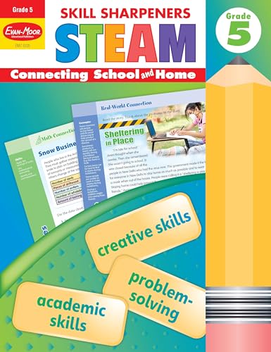 Stock image for Evan-Moor Skill Sharpeners STEAM Workbook, Grade 5, Science, Technology, Engineering, Art, Math, Hands On Activities, Helping Others, Collaboration, Solve Real World Problems, Puzzles, Homeschool for sale by Ebooksweb