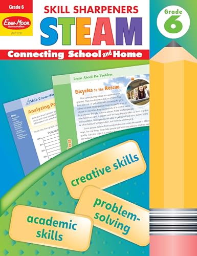 Stock image for Evan-Moor Skill Sharpeners STEAM Workbook, Grade 6, Science, Technology, Engineering, Art, Math, Hands On Activities, Helping Others, Collaboration, Solve Real World Problems, Puzzles, Homeschool for sale by Ebooksweb