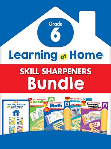 Stock image for Evan-Moor Learning at Home Bundle, Grade 6, 4 Workbooks, Downloadable Parent Guide, Math, Reading, Grammar and Punctuation, Science, Language Arts, Skill Sharpeners, Full Color Activities, Worksheets for sale by GF Books, Inc.