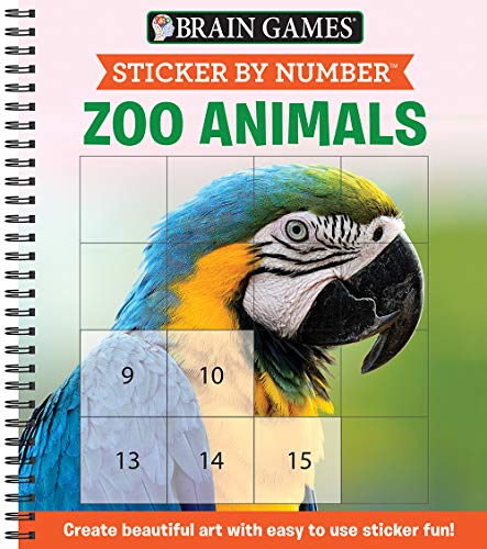 9781645581703: Brain Games - Sticker by Number: Zoo Animals (Easy - Square Stickers): Create Beautiful Art With Easy to Use Sticker Fun!