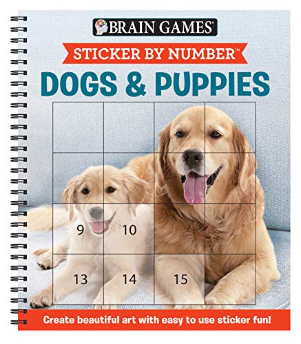 Imagen de archivo de Brain Games - Sticker by Number: Dogs & Puppies (Easy - Square Stickers): Create Beautiful Art With Easy to Use Sticker Fun! a la venta por BooksRun