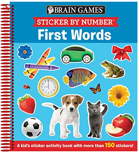 9781645584483: Brain Games - Sticker by Number: First Words (for Kids Ages 3-6 - 25 Activities and 150+ Stickers!): A Kid's Sticker Activity Book with More Than 150 Stickers!