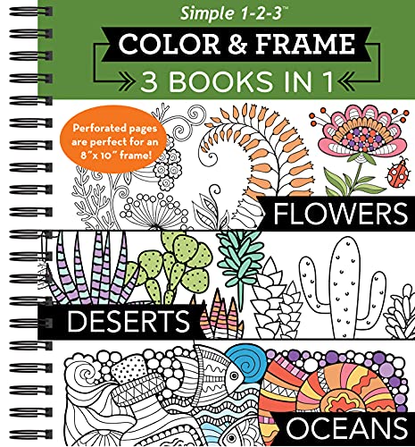

Color & Frame - 3 Books in 1 - Flowers, Deserts, Oceans (Adult Coloring Book) (Spiral Bound, Comb or Coil)