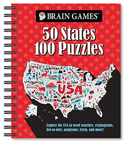 9781645589433: Brain Games - 50 States 100 Puzzles: Explore the USA in Word Searches, Cryptograms, Dot-To-Dots, Anagrams, Trivia, and More!