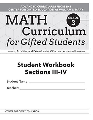 Beispielbild fr Math Curriculum for Gifted Students: Lessons, Activities, and Extensions for Gifted and Advanced Learners, Student Workbooks, Sections III-IV (Set of 5): Grade 3 zum Verkauf von Books From California
