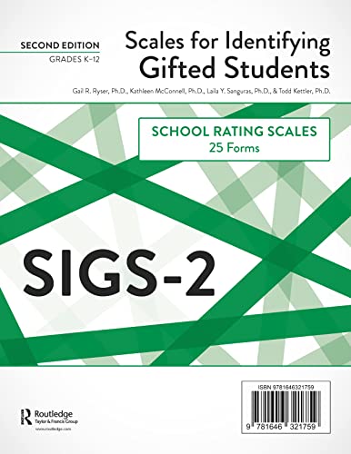 Beispielbild fr Scales for Identifying Gifted Students (SIGS-2): School Rating Scale Forms (25 Forms) zum Verkauf von Books From California