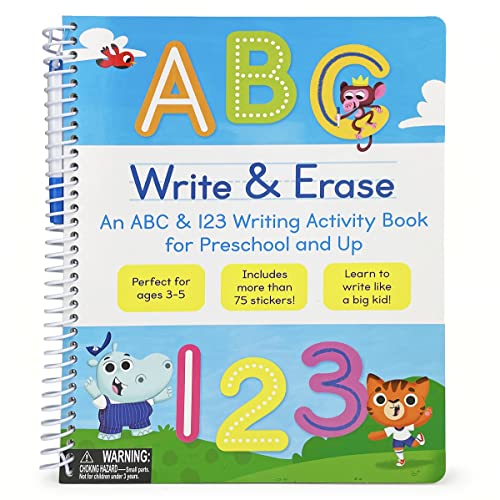 Imagen de archivo de Write & Erase ABC and 123: Wipe Clean Writing & Tracing Workbook Skills for Preschool Kids and Up Ages 3-5: Includes Letter and Number Tracing, Early . Erase Marker & Bonus Restickable Stickers. a la venta por Book Deals