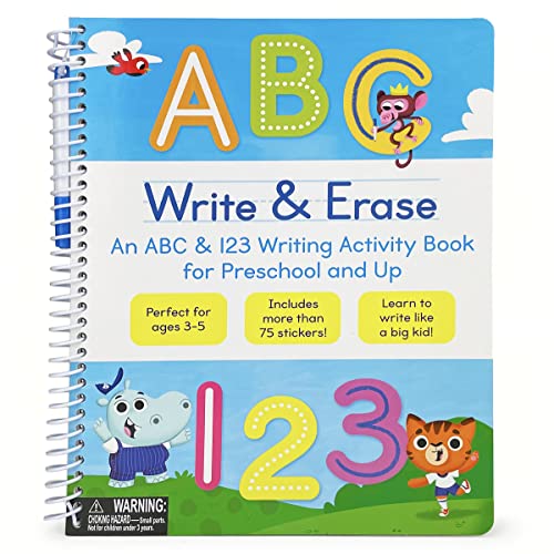 9781646384242: Write & Erase ABC and 123: Wipe Clean Writing & Tracing Workbook Skills for Preschool Kids and Up Ages 3-5: Includes Letter and Number Tracing, Early ... Erase Marker & Bonus Restickable Stickers.